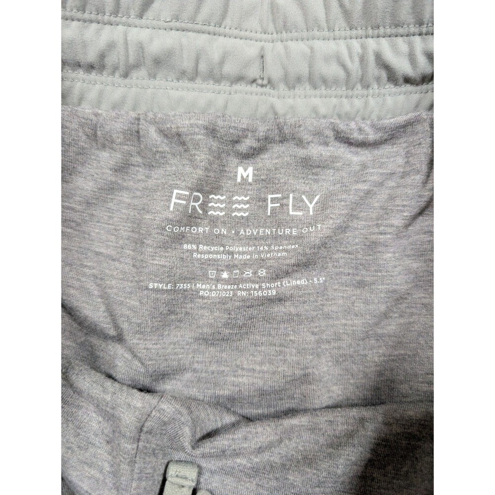 Free Fly Men’s Breeze Active Short 5.5 Inseam Medium Gray Lined Pull On Elastic - Picture 3 of 9